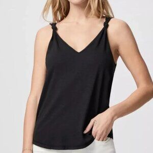 Paige Rylen Knot Black V-Neck Relaxed Fit Sleeveless Tank Top Size Medium